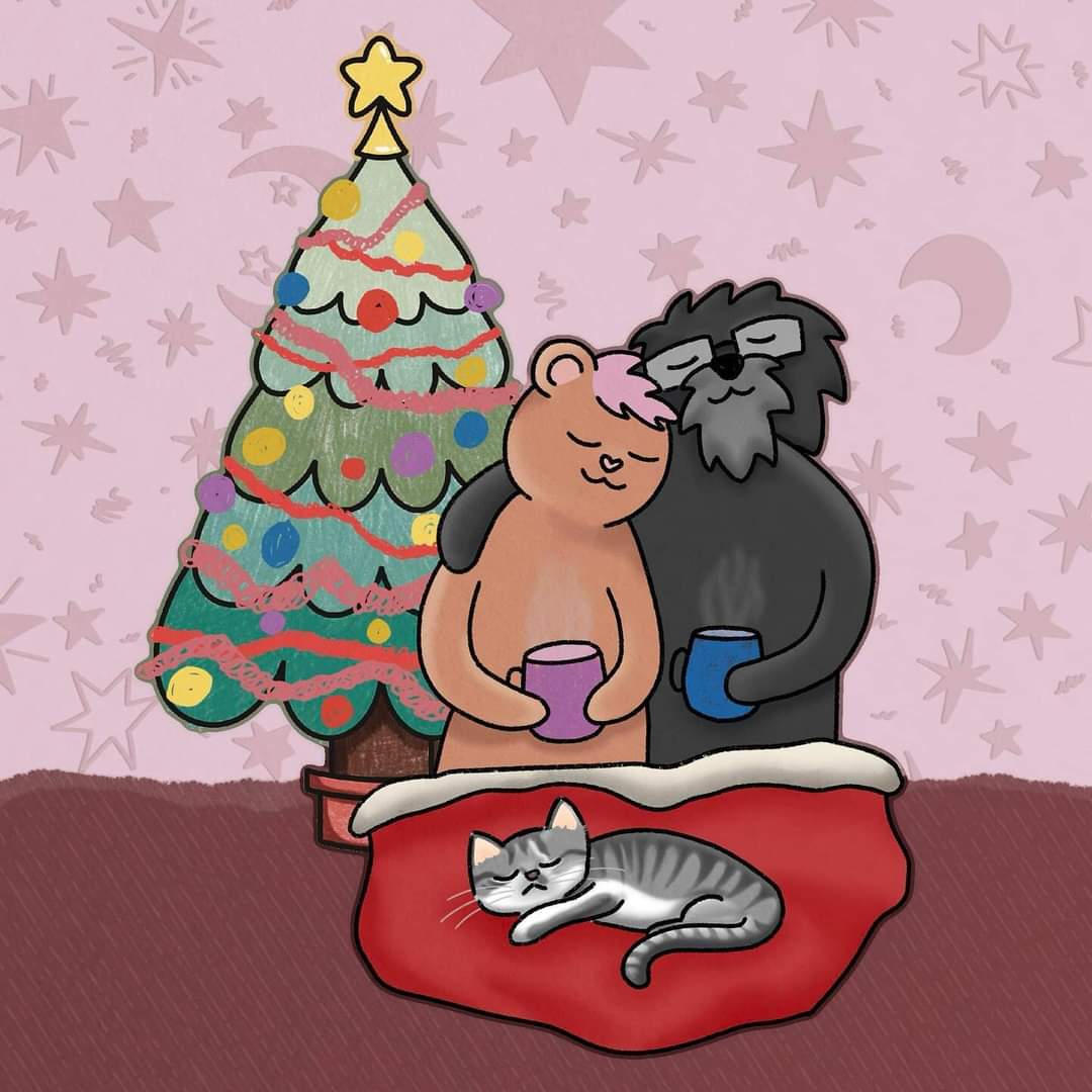 IndieLightUK's tweet photo. Seasons Greetings from our editor @FreelancerTomHQ and graphic designer @ToriBBearly and Merry Christmas from all of us here at @IndieLightUK. https://t.co/AvMzvT7kBd