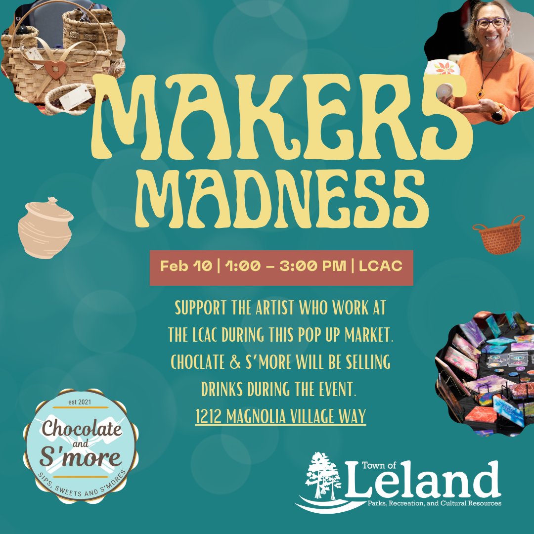 🛍️✨ Shop local, create local! Join us for the Makers Madness Pop-Up Market on Feb 10, 1-3 PM at the LCAC. Discover unique creations and support our talented community makers