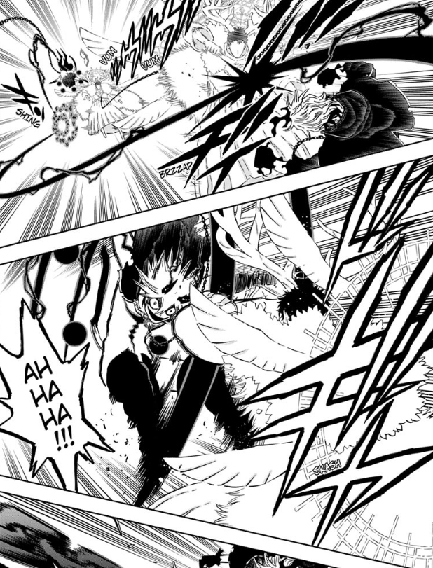 PikkuProgram's tweet photo. I assumed it was so, but seeing it with my own eyes clear as day; I am in sheer awe.

Magna punches Lucius, he retreats, but before he can finish his teleportation Luck is already there to hit him; that means Luck is faster than Lucius' teleportation, and Yuno 😭 https://t.co/iZSkjiOMci