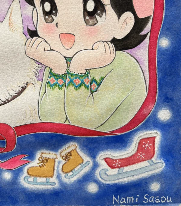 今日はクリスマスっぽい絵ということで恐縮ながら私の絵を。って、もうすぐクリスマス終わりですが もう1枚の絵は1978年に描いた小さな予告カットです。 (こっちは夏っぽいじゃないか!) #旧尾崎テオドラ邸  オークション #旧尾崎邸保存プロジェクト