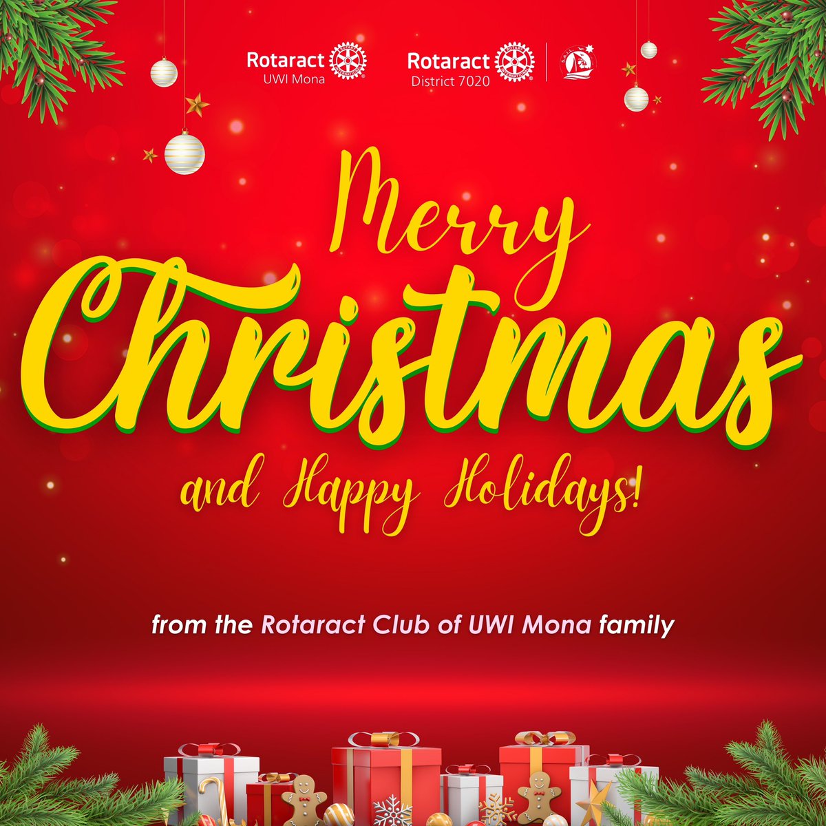 The Rotaract Club of UWI Mona wishes all our members and prospects a Merry Christmas and a very special Rota-Happy Holidays 🎄✨