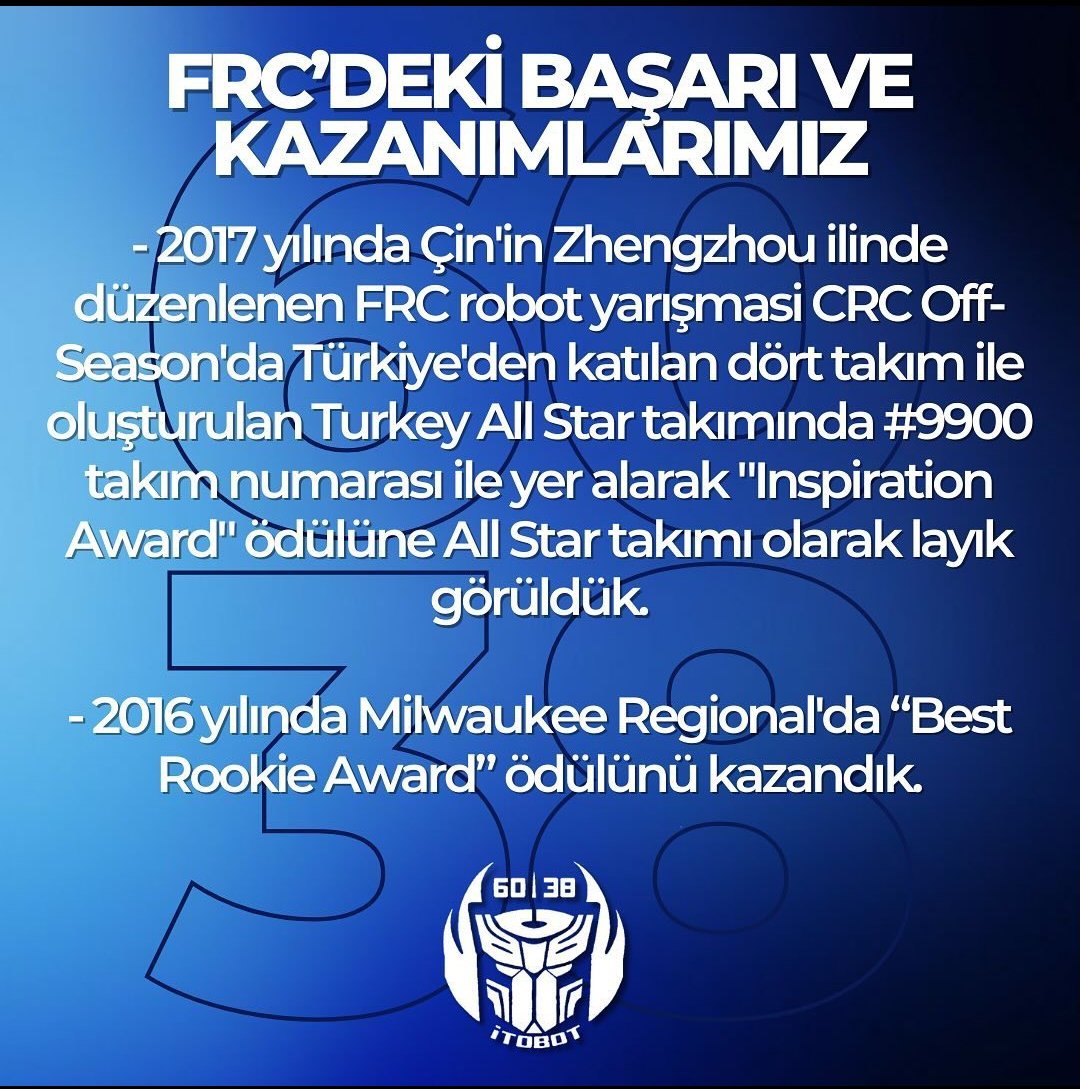 Team6038's tweet photo. Takımımızın 2015'ten bu yana FRC'deki başarı ve kazanımları. 👊🏻

@FIRSTweets
@FYukselFound 
#frcturkey #firstupdatesnow #fikretyukselfoundation https://t.co/afKyIjs03k