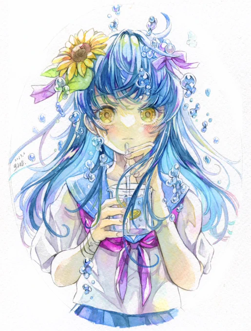 #2023年自分が選ぶ今年の4枚今年は色材図鑑のためにたくさん絵を描いたけど、お気に入りはこの子たちかな 