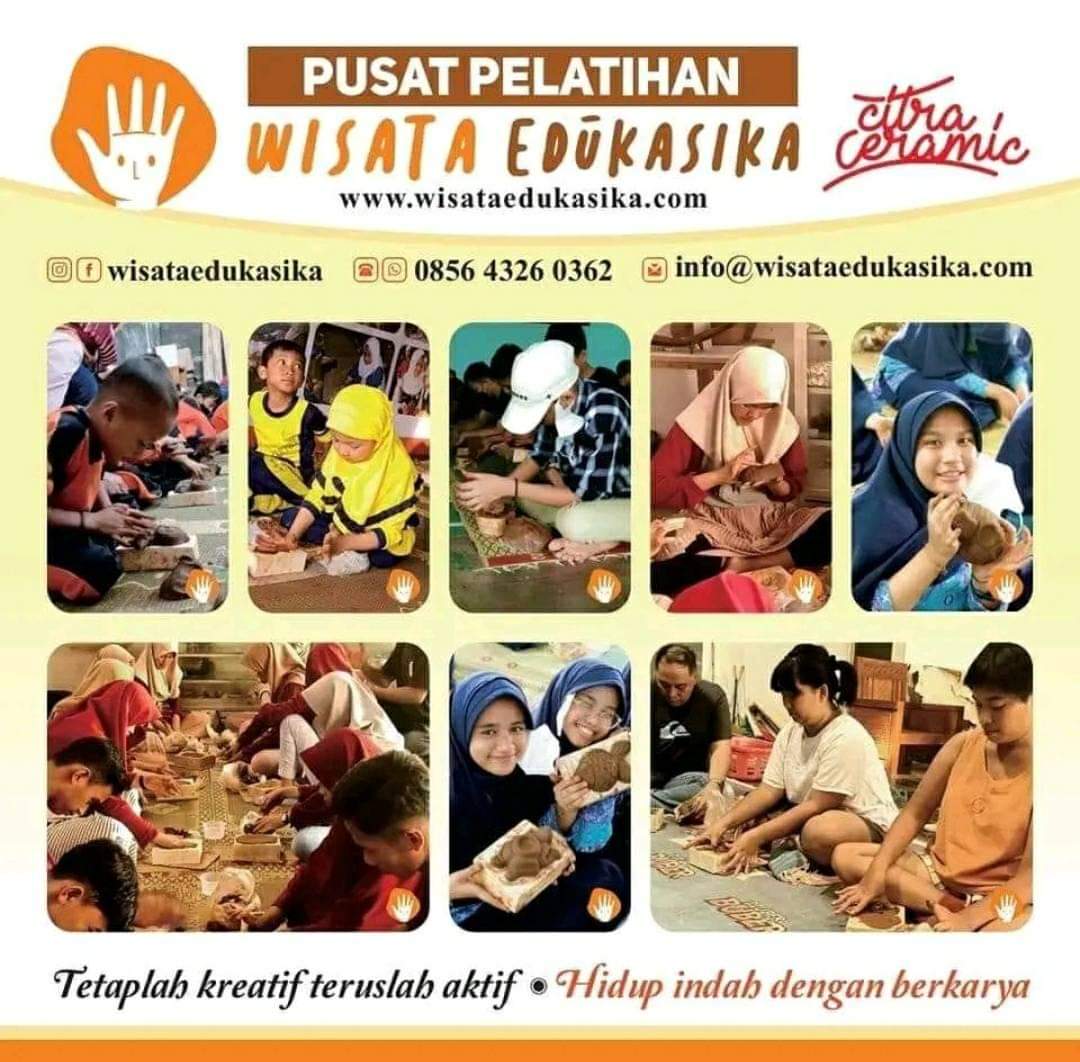 Saatnya liburan sambil belajar di Pusat Pelatihan Wisata Edukasika Kasongan ! Ikuti Pelatihan Membuat Gerabah dan dapatkan pengalaman langsung dalam proses pembuatan Seni Gerabah Kasongan.
Kami siap melayani pengunjung yang ingin belajar tentang gerabah.
wa.me/6285643260362