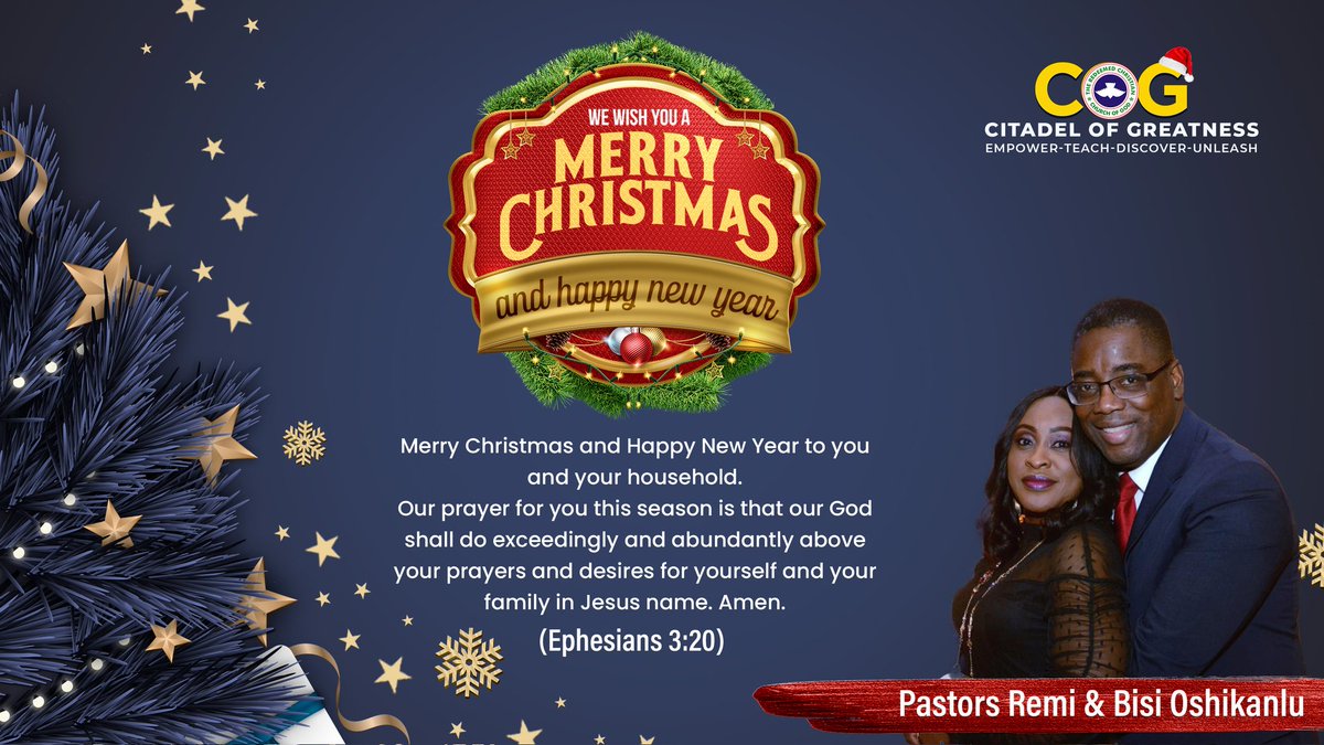 RCCGCOG's tweet photo. Season greetings to you all.

#rccg #rccgthop #remi #oshikanlu #december #church #Hempstead #yuletide #christmas #merrychristmas🎄 #jesus #celebration https://t.co/A7oZYtE2pW