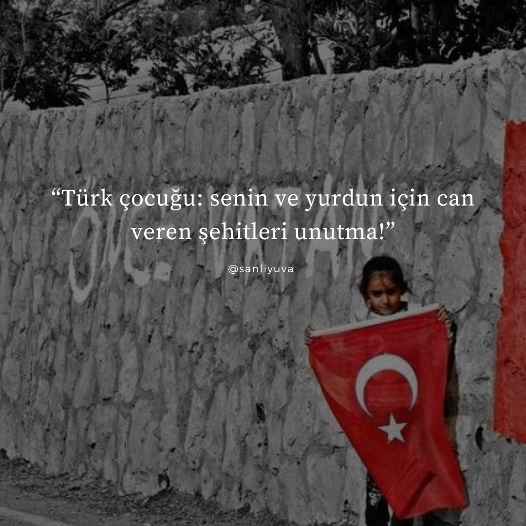 Türk çocuğu: senin ve yurdun için can veren şehitleri unutma!