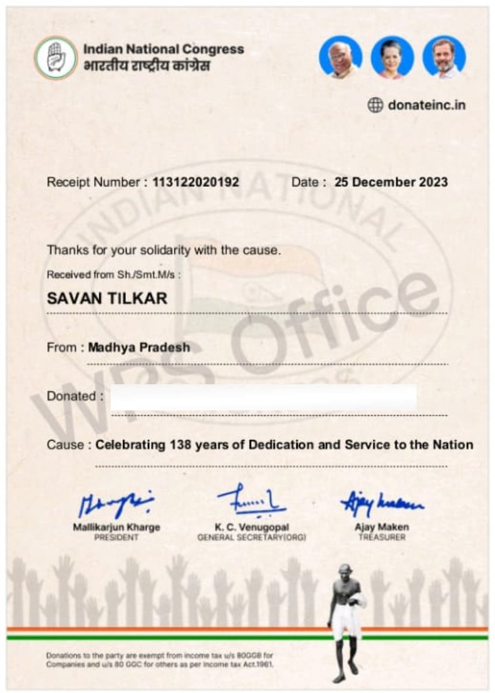 SavanTilkar's tweet photo. देश हेतु अनुदान
हमने किया योगदान
लोकतंत्र की रक्षा व देशवासियों के हित हेतु 'डोनेट फ़ॉर देश' के तहत अनुदान देकर राष्ट्र निर्माण में अपनी भूमिका सुनिश्चित की।
आप भी दें अनुदान
मजबूत बनाएं अभियान
#donateinc #savantilkar #IYC #inc https://t.co/aOusbR7dic