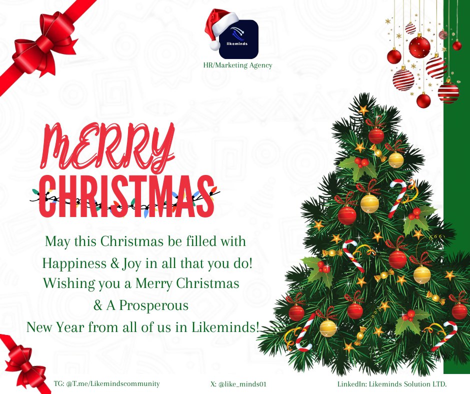 🎄Wishing all our clients, partners, and friends a joyful and peaceful Christmas. Let's keep creating innovative solutions together in the upcoming year. Happy Holidays from Likeminds⛄

➡️ MERRY CHRISTMAS 🤶