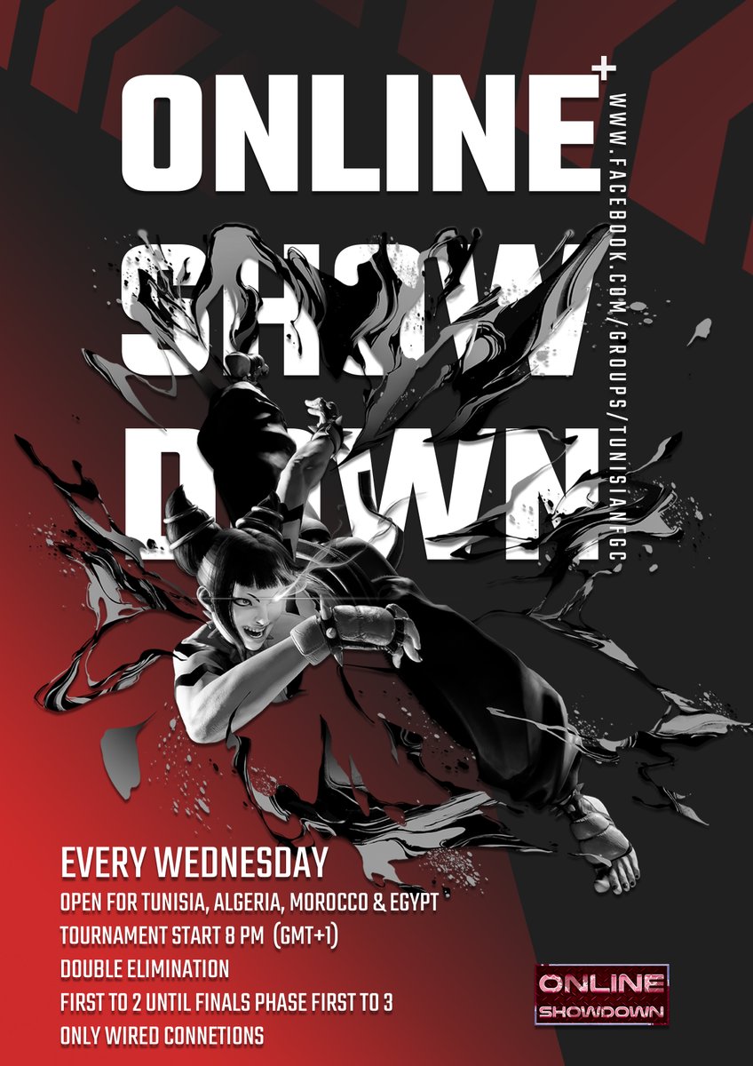 Online Showdown 1.11! 
The Street Fighter 6 Online tournament! 
Wednesday, 27/12 @ 8:00 p.m. GMT+1  
THIS TOURNAMENT IS OPEN FOR🇹🇳🇩🇿🇲🇦🇪🇬PLAYERS!   
Registration : challonge.com/fr/OS_sf6_111
Rules &amp; details in Challonge description.