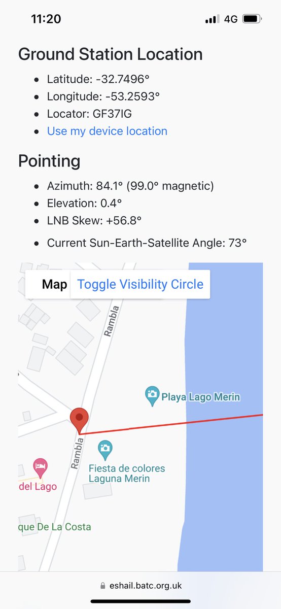 Some photos of last QO-100 activity in GF37ig80 as CX/PR8KW with 0.45° elevation… 16-Dec-2023. #amsat #QO100 #the_grid_life