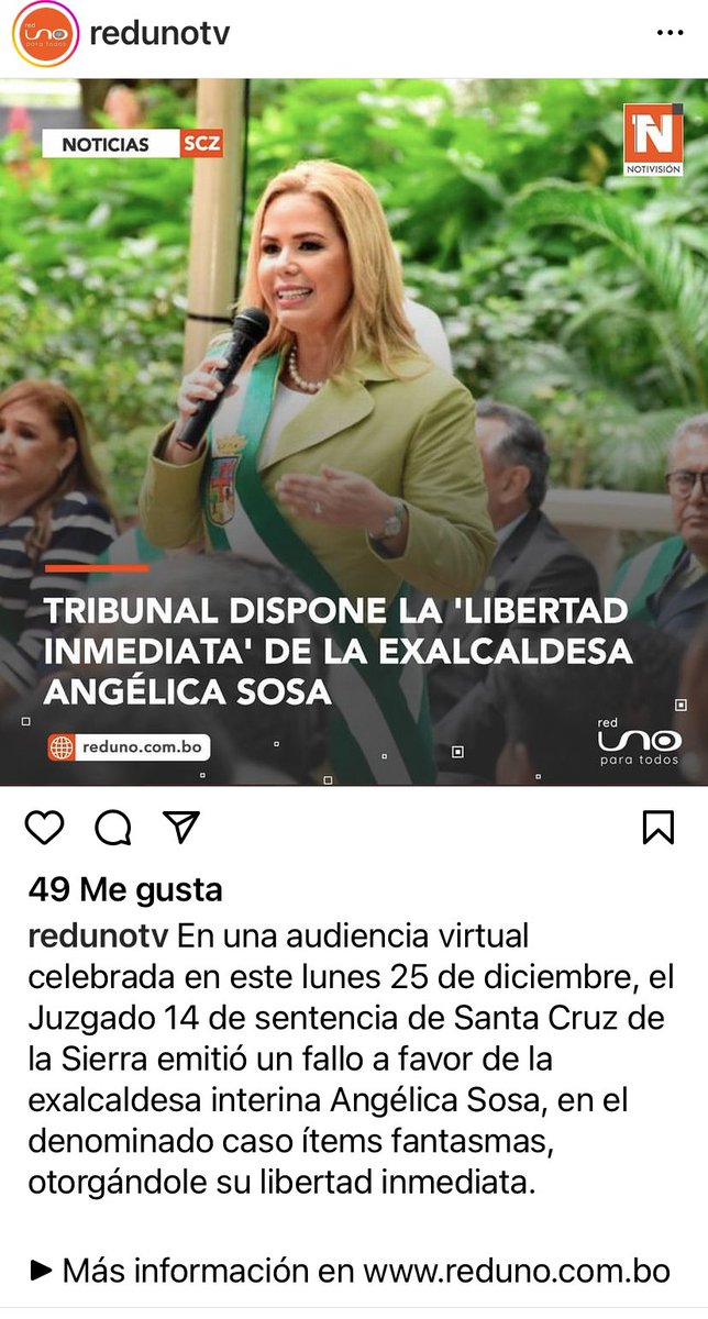 SusanaBejarano's tweet photo. Regalo de Navidad para Santa Cruz de la Justicia.
El daño económico que causaron los ítems fantasmas se estima en 600 millones de $, uno de los hechos de mayor corrupción de la historia del país. Lo pagó el pueblo cruceño. Ni un peso recuperado e impunidad para los responsables. https://t.co/TK8XZroUNy