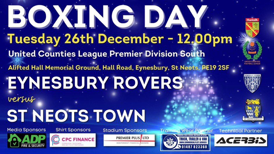 The most amazing Christmas Day with the family.

Now all thoughts are on tomorrow’s derby. 

We need all the super saints fans down at <a href="/EynesburyRovers/">Eynesbury Rovers FC Official</a> at 12pm to help the boys get the 3 points in what will be a very tough game.

#inittogether
<a href="/StNeotsTownFC/">St Neots Town F.C. Official</a>