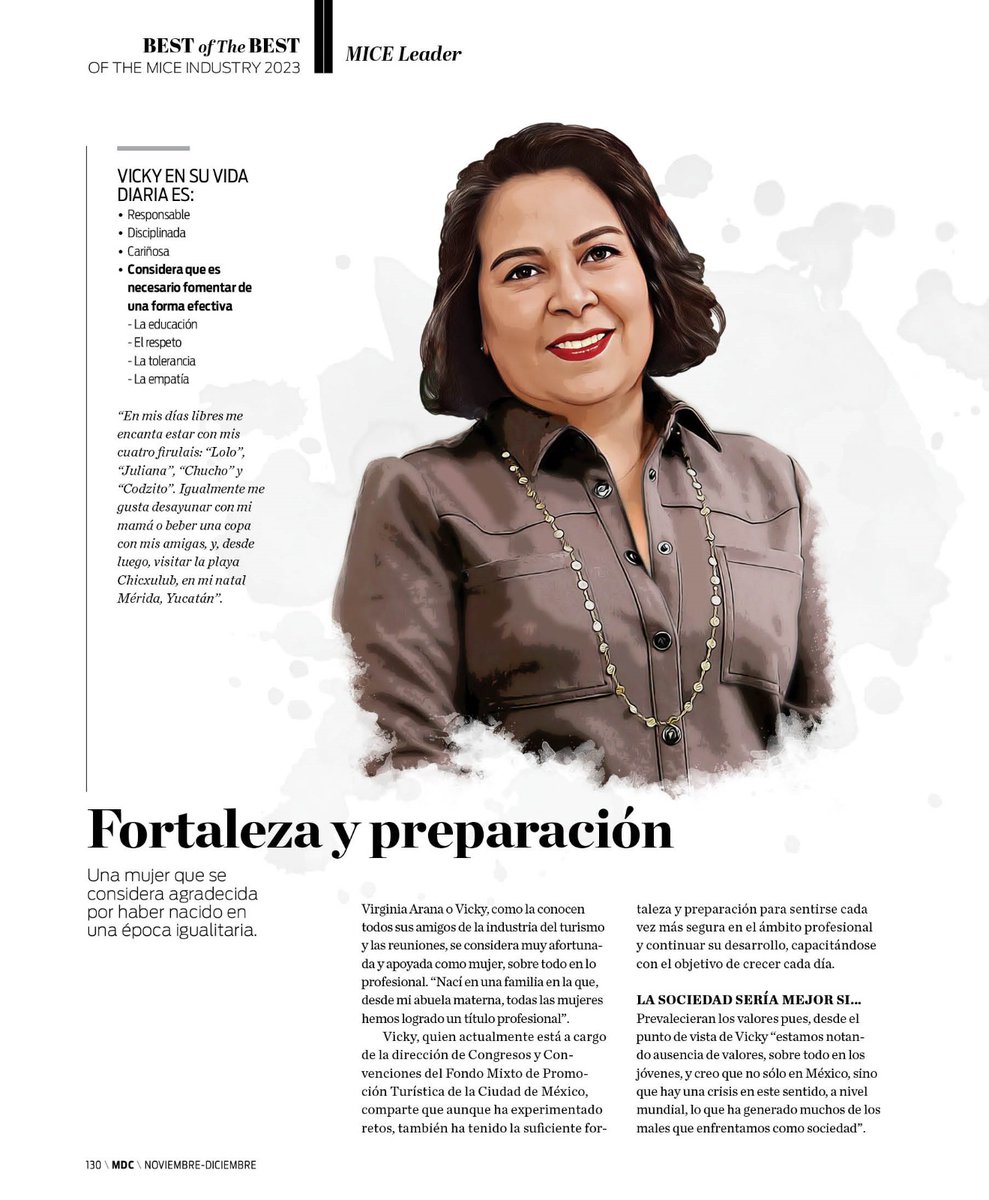 MDC_Magazine's tweet photo. 🏆"Con gran orgullo, #MDC - The #Event #Planner's #Magazine celebra a @VirginiaAranaP, elegida por nuestros lectores y seguidores como una de las poderosas #MICE Leader en el #BestOfTheBest 2023.
#IndustriaDeReuniones
#meetings #MDCmagazine #IDE
@fmpt_cdmx https://t.co/LB9qqADyLk