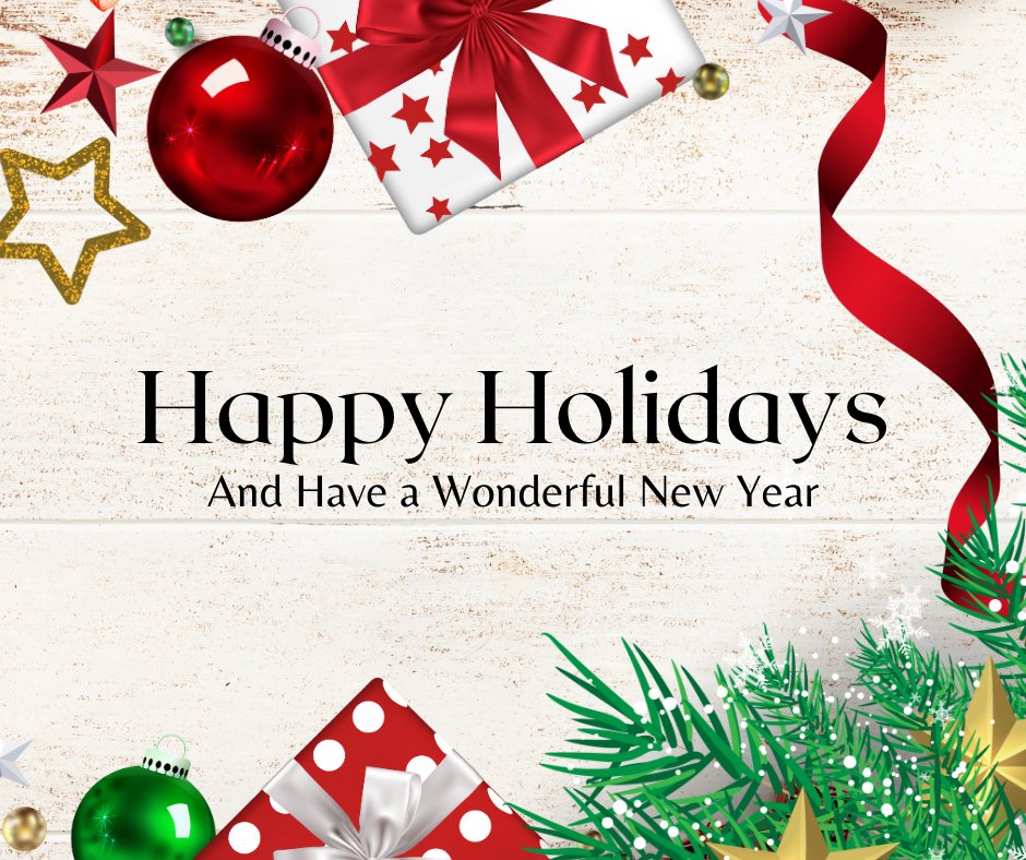 Please note that our Holiday Hours at MLK and BS sites from now through January 19, 2024 are:

Monday 8 am - 5 pm
Tuesday 8 am - 5 pm
Wednesday 8 am - 7 pm
Thursday 8 am - 5 pm

We are closed on Fridays, Saturdays, Sundays.
#HappyHolidays2023