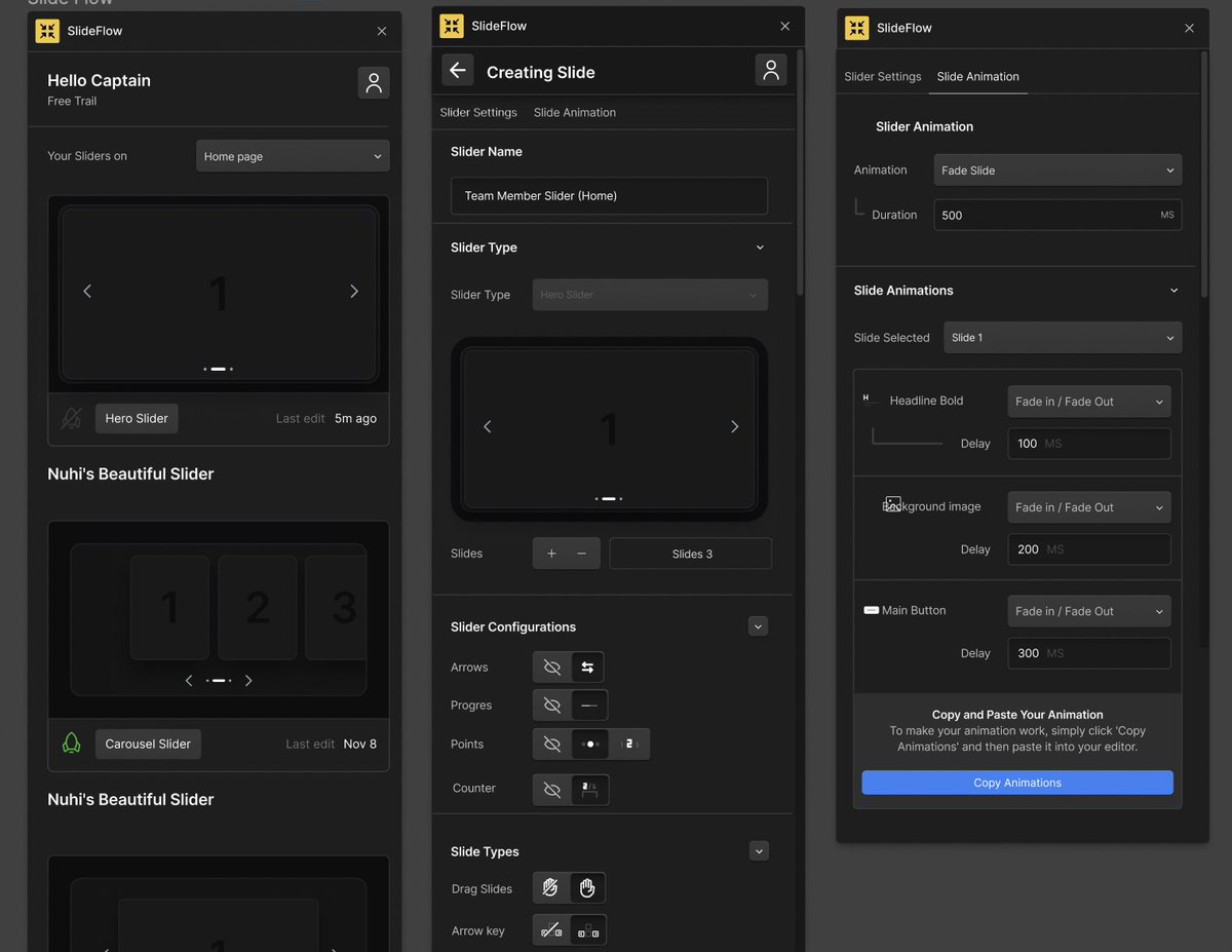 BardhylBytyqi's tweet image. Hey @webflow folks!

For years, always dreamt of a webflow slider that&apos;s:

- Easy to build and use
- Offers flexible animations
- Infinite slides, glitch-free
- Dynamic navigation and counter
- Different slider types
- Progress bar on each slide
- Simply put, a PRO slider...…