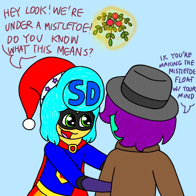 MGribbleston's tweet photo. Merry Christmas everyone here's some kinda late Christmas art I made (THE MISTLETOE IS HARD TO DRAW)
I'd finish 2 more Christmas arts tmrw #wh #welcomehome #christmas #welcomehomeau #welcomehomeoc #welcomehomesuperheroau #wallydarling #ocxcanon #superdarling #detectivedarling https://t.co/bGH7zmBdzP