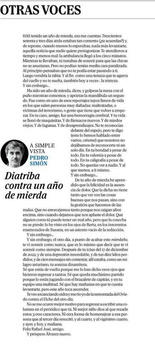 su_enciso's tweet photo. Gracias Pedro Simón por esta maravillosa columna. 
De este ‘mierdaño’ también hemos aprendido que habría sido peor sin ti. 
No hay años para agradecer tanto. https://t.co/rD10CYTT7G