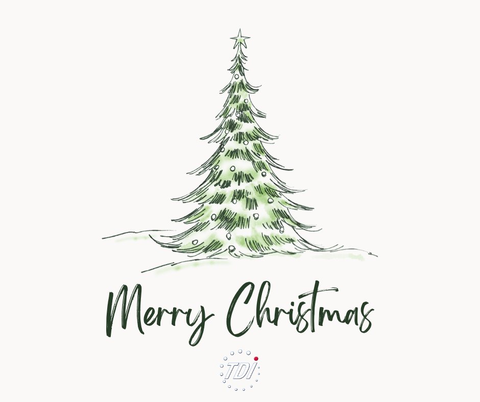A very happy and merry Christmas from us to you!!

#TDIForAccess #MerryChristmas #HappyChristmas #Christmas

ID: On an off-white background is a green pine tree with light green ornaments and a star on top. Below in black is 'Merry Christmas' and the TDI Logo
