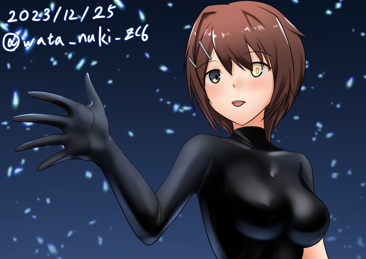 #艦これ版深夜の真剣お絵描き60分一本勝負 
#艦これ版真剣お絵描き60分一本勝負_20231225
黒インナー古鷹 