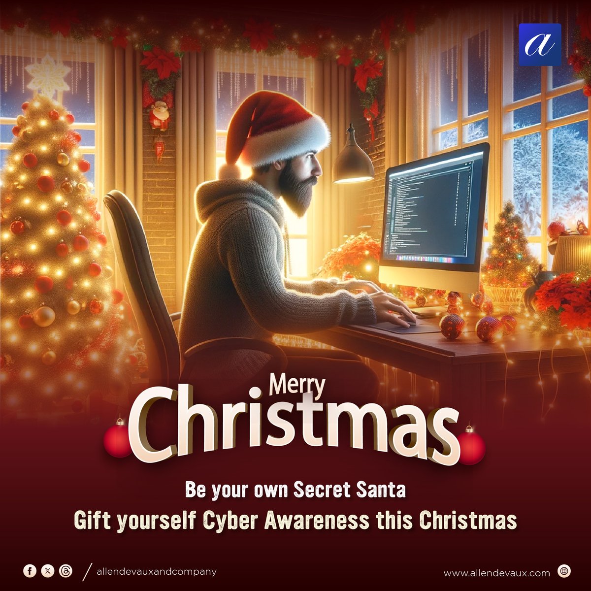 Gift Yourself Peace of Mind This Christmas: Be Your Own Secret Santa with Cybersecurity. Wishing You a Safe and Joyful Holiday Season.

#cybersecurityawareness  #cybersecurity #InfoSec #DataPrivacy #dataprotection #SecureNetworks #xmas2023  #merrychristmas