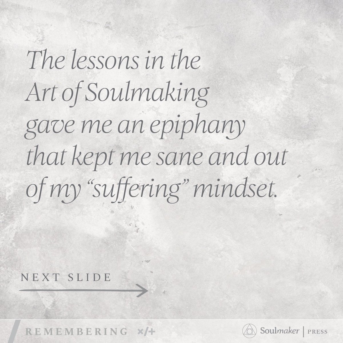SoulmakerPress's tweet photo. "The lessons in the Art of Soulmaking gave me an epiphany that kept me sane and out of my “suffering” mindset. I was my worst critic, I was harder on myself than anyone else could be. 

Learn more about 📚The Art of Soulmaking at https://t.co/03cZSctuwn https://t.co/VJRO8lU7z7