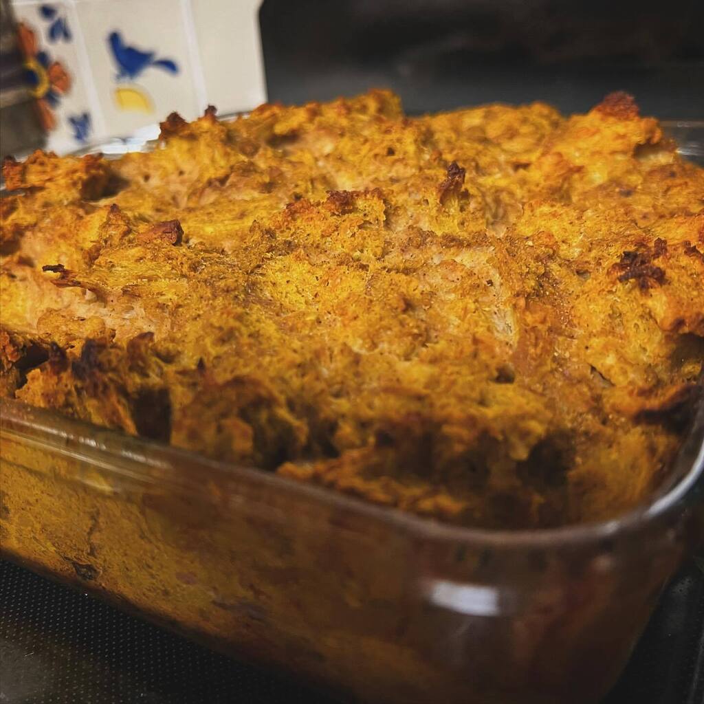Pumpkin bread pudding for Christmas Breakfast. instagr.am/p/C1R8w6_OakL/