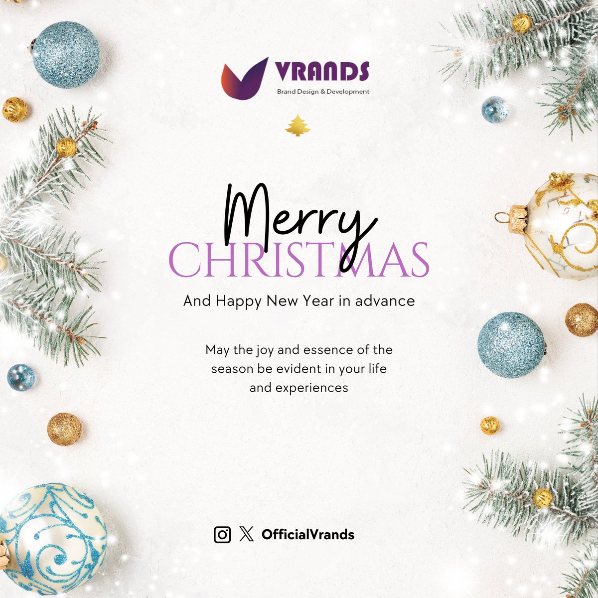 officialvrands's tweet photo. Sparkling creativity, a dash of innovation, and a sprinkle of festive cheer – here's to a season of inspired ideas and joyful celebrations! Wishing you a Merry Christmas filled with brand brilliance and endless possibilities. ✨🎄
 
#BrandMagic #ChristmasCreativity #branding https://t.co/6rCocSwqQc
