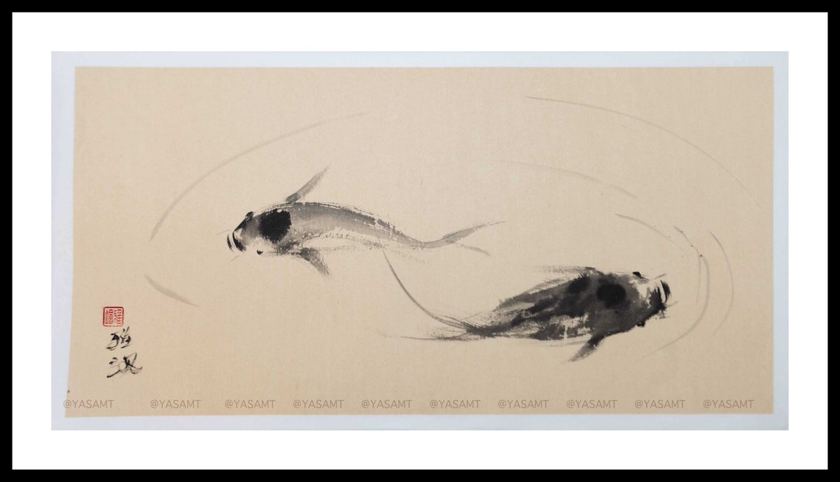 DoomandGloom10's tweet photo. Two koi fish swimming in opposite directions. Ink on rice paper. #inkpainting #koifish #koipainting #koiartwork #japaneseart #chineseart #sumie #canadianartist #koiart #twokoifish
https://t.co/GqNxRhvUMB https://t.co/1Trs6yob5B