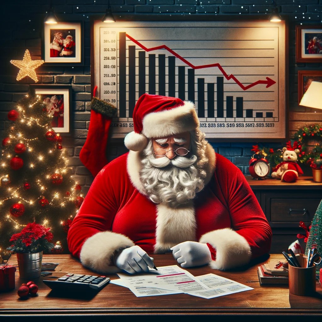 Returning from his journey, Santa is distraught as he finds that inflation is expected to outpace Christmas spirit by the end of the decade.
#aiArt #aiArtCommunity