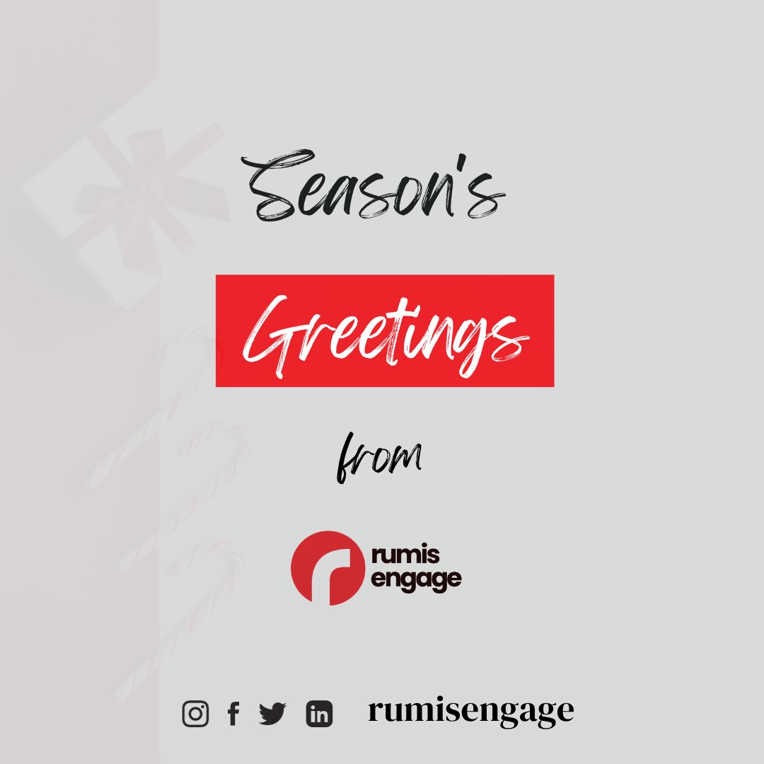 rumisengage's tweet photo. From all of us at Rumis Engage, a heartfelt thank you for your ongoing support 😊🙏🏽. We're truly excited to see what you achieve in 2024! 🤍

#SeasonsGreetings #Marketing #RumisEngage https://t.co/GFZyoW8JEf