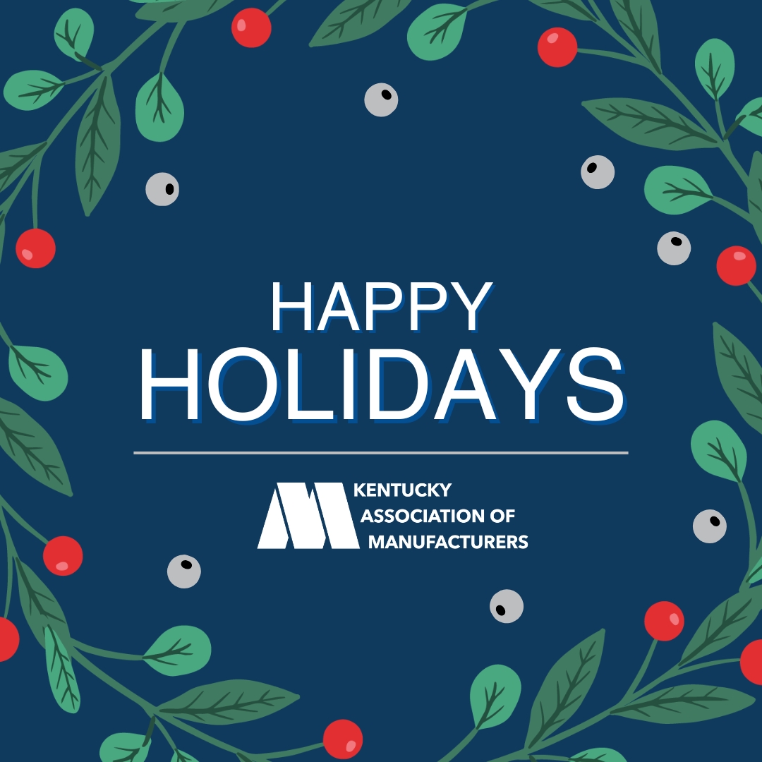 kymanufacturing's tweet photo. Wishing our members and partners a season filled with warmth, comfort, and good cheer. 

The #Kentucky Association of #Manufacturers is grateful for your continued support and camaraderie throughout the year. 

Happy Holidays! #KAM #kymfg https://t.co/ipRDXJ2T8v