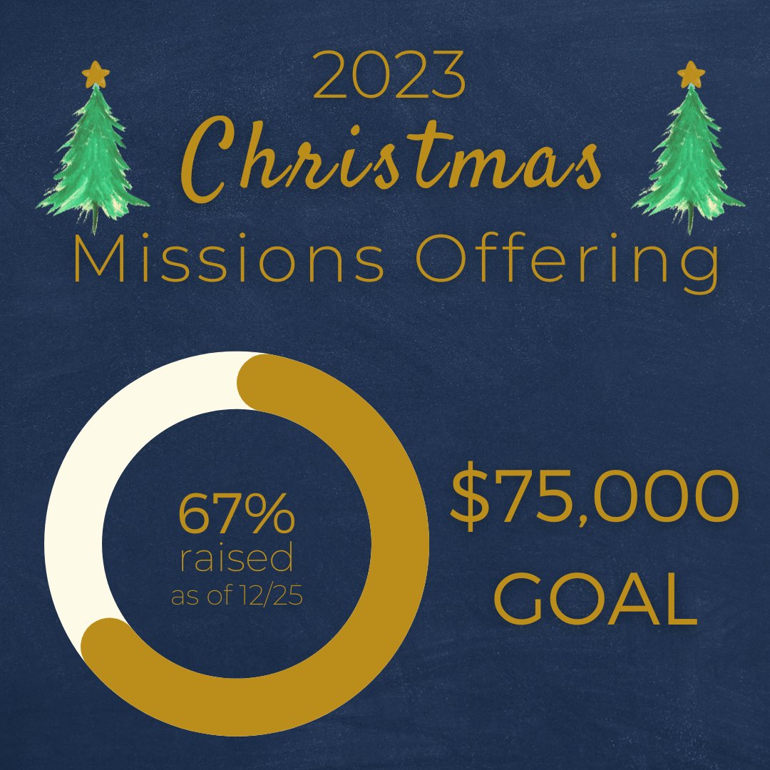 Merry Christmas! There's one more week to participate in our Christmas missions offering. We're getting close!