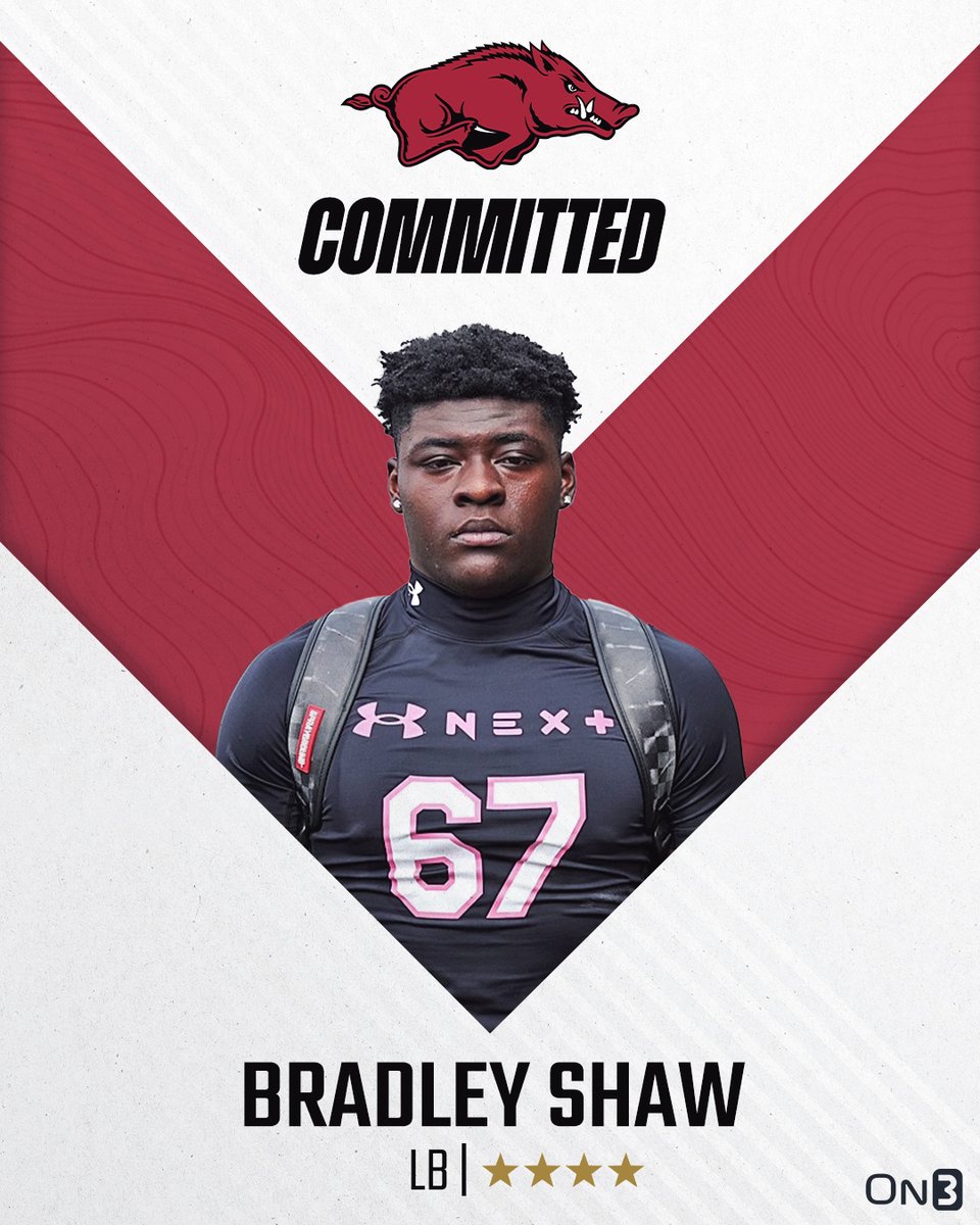 🚨NEW🚨 4-star LB Bradley Shaw has committed to Arkansas🐗 Read: on3.com/college/arkans…