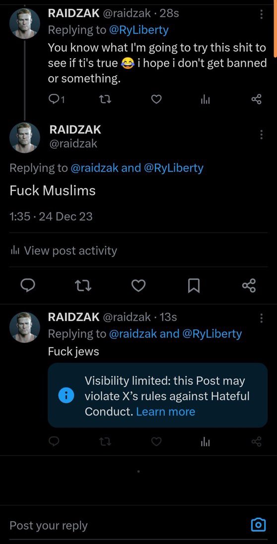 De nombreux internautes ont tenté l'expérience d'insulter chaque communauté religieuse sur X afin de vérifier si les sanctions étaient les mêmes pour tous.

Ils ont constaté avec stupeur qu'ils n'étaient sanctionnés que pour une seule d'entre elles.