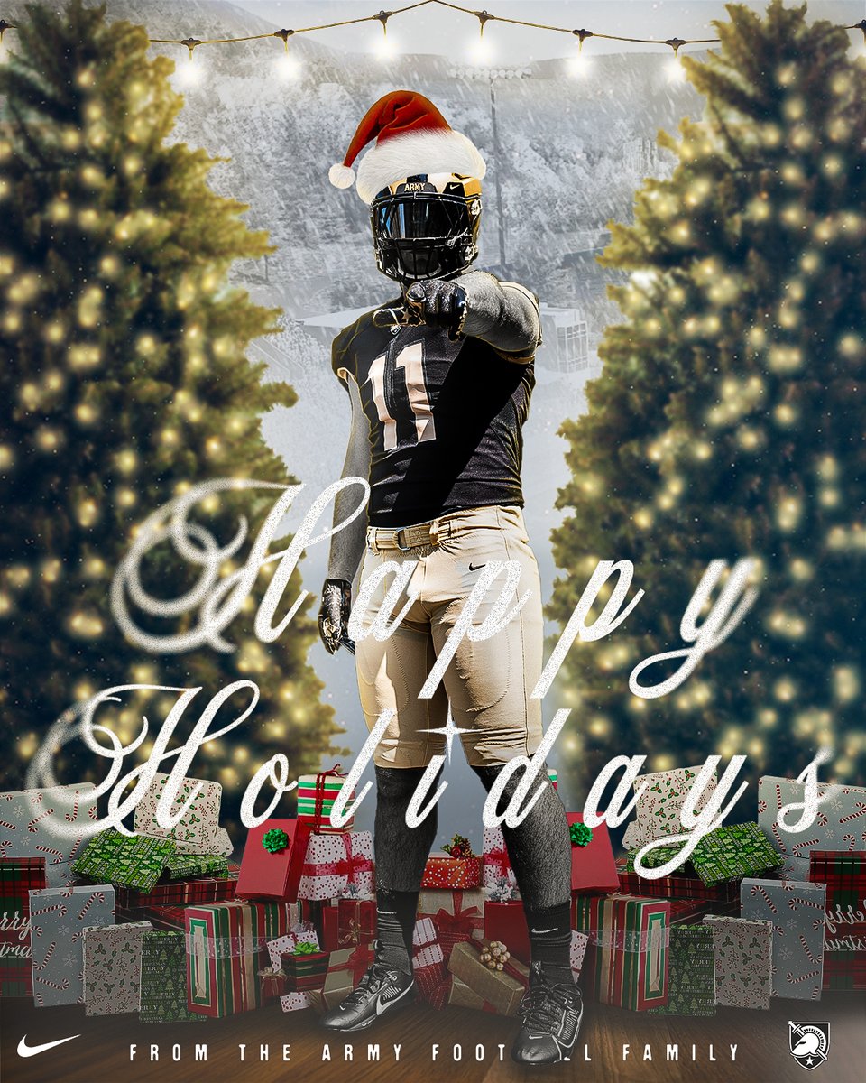 Happy Holidays from your Army Black Knights!🎄 @CoachJeffMonken @ArmyWP_Football #GoArmy | #PlayAtThePoint | #BEATnavy🏴‍☠️