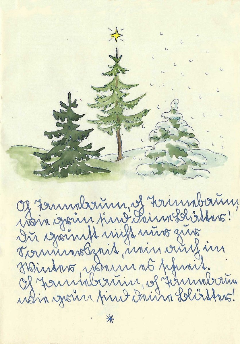Dave_Lifelines's tweet photo. When my mother-in-law was about twelve, she made a book of 'Weihnachtslieder' for her Großmutti. The illustrations are as beautiful as the day she painted them nearly 85 years ago... https://t.co/t1uHRf0krs