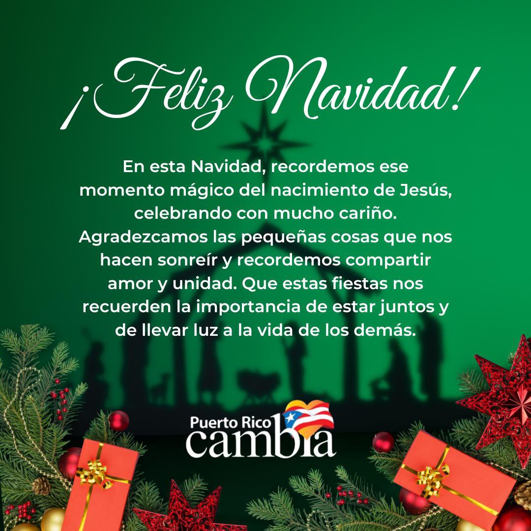 PRCambia's tweet photo. ¡Feliz Navidad y Bendiciones! 🌟🎄 Recordemos que la verdadera alegría de la Navidad está en servir con amor a otros. En esta temporada, extendamos nuestro corazón hacia aquellos que más lo necesitan. #PRCambia https://t.co/gZPrW4OKTp