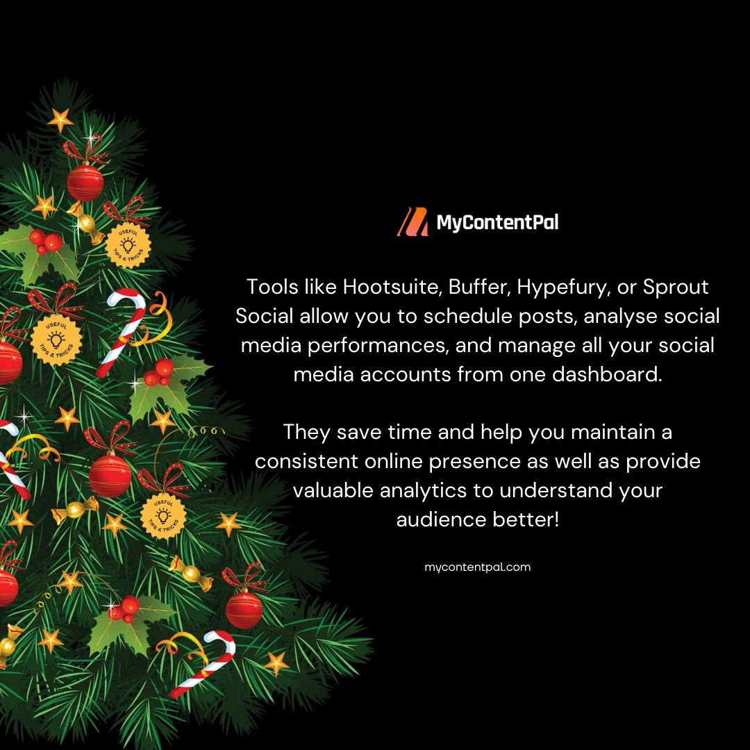 🎄 And that's a wrap (no pun intended) of our 12 days of Christmas jingle and tips!

🎶 On the twelfth day of Christmas, My Content Pal gave to me… 
Content creation tools, empowering creativity…🎶

May all your day be merry and bright!