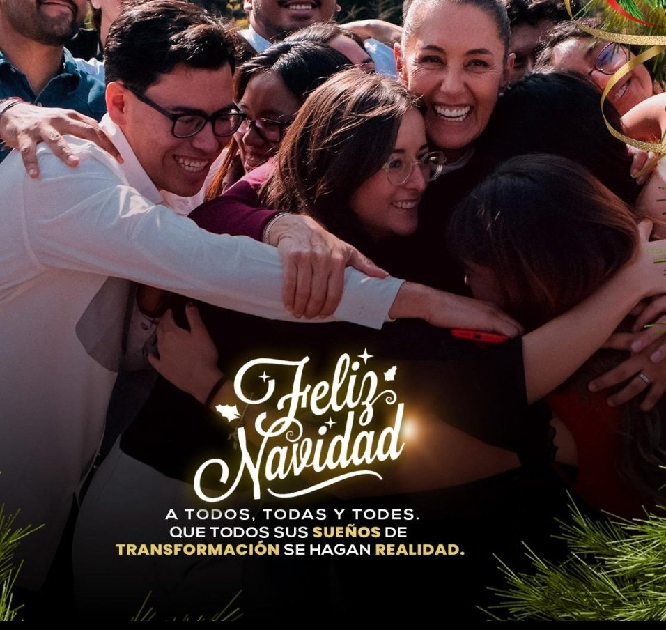 CDMX_EsClaudia's tweet photo. Feliz navidad a todas y todos los amig@s 🫶 que todos sus sueños de transformación se hagan realidad. Vamos junt@s con la Primera 🎄🎁 por el segundo piso de la 4T 🌁 https://t.co/CSctdMW7ZK