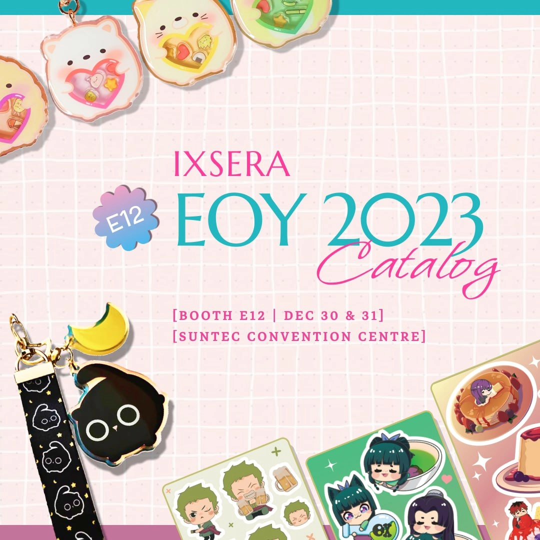 IXSERAA's tweet photo. Merch Catalog for EOY2023 at suntec city convention singapore. 

#EOY #anime #sumikko https://t.co/UZbb9tUz47