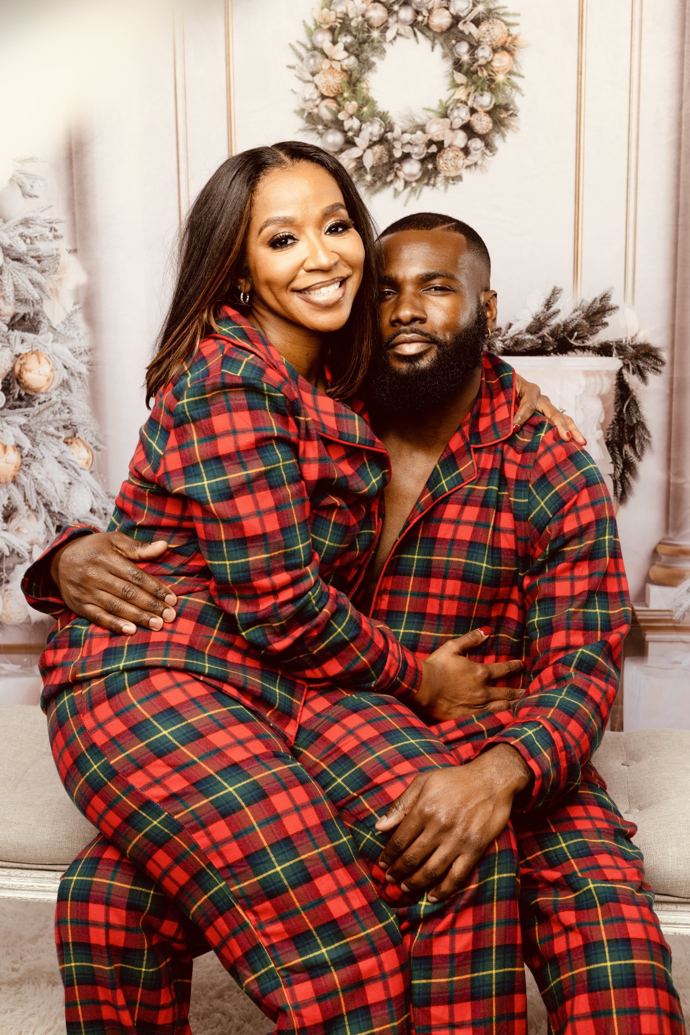 Fiance matching online christmas pajamas