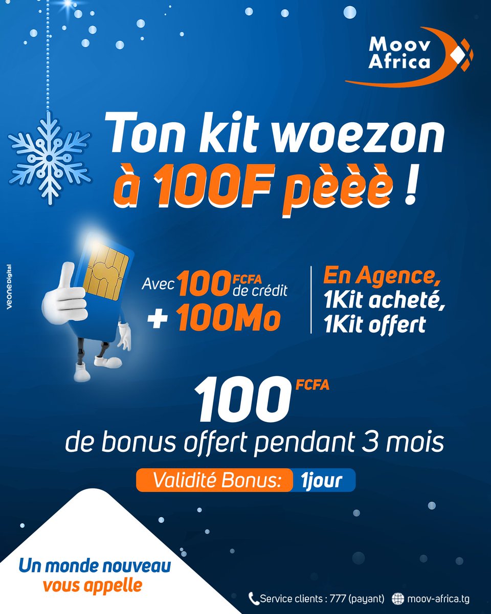 moovafricatg's tweet photo. Tchalé, on dit que actuellement deux kits + 100F + 100Mo sont à 100F chez #MoovAfrica et depuis là tu fais encore ton malin ? 🙄

Si tu ne veux pas rater cette opportunité, rends-toi vite dans l'agence Moov Africa la plus proche pour prendre le tien. 😉

#CarteSim #MoovAfricaTogo https://t.co/t83oaZojIh