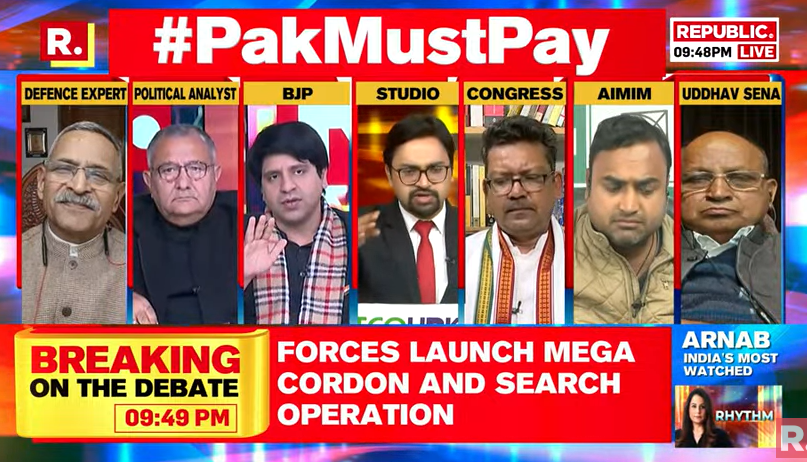 republic's tweet photo. #PakMustPay | They don't know that DDC elections were held. Why didnt Mufti and Abdullah participate. My question is when surgical strike happened, who demanded the proof? Was the supporting or undermining the forces. First condemn that: Shehzad Poonawala, (@Shehzad_Ind), National Spokesperson, BJP
Tune in for The Debate and fire in your views with the hashtag - https://t.co/fRdesXKID9
#Poonch #Kashmir #JammuAndKashmir #Article370