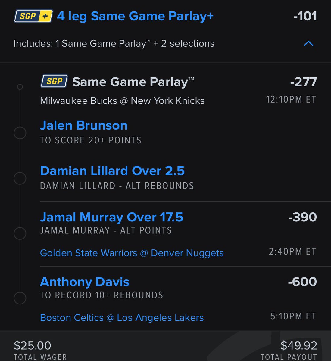 minority_picks's tweet photo. Near +money parlay for the day

Merry Christmas 🎁🎄

#nrfi #fanduel #DraftKings #PrizePicks #prizepickslocks #PrizePicksMLB #underdogpicks #underdog #parlay #PlayerPropBets #PlayerProps #sleeper #nba https://t.co/ZyL0XgksAY