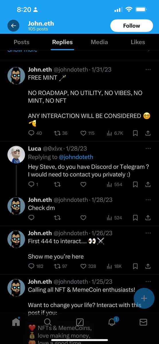 NftGoody's tweet image. As we get deeper into the bull run watch out for accounts like this 
1. Very little activity all year, only a few engagement farms
2. “I want to bless people” giveaway post for engagement 
3. Drops a token an hour later
4. The account used to be named Steve 
Do some DD before…