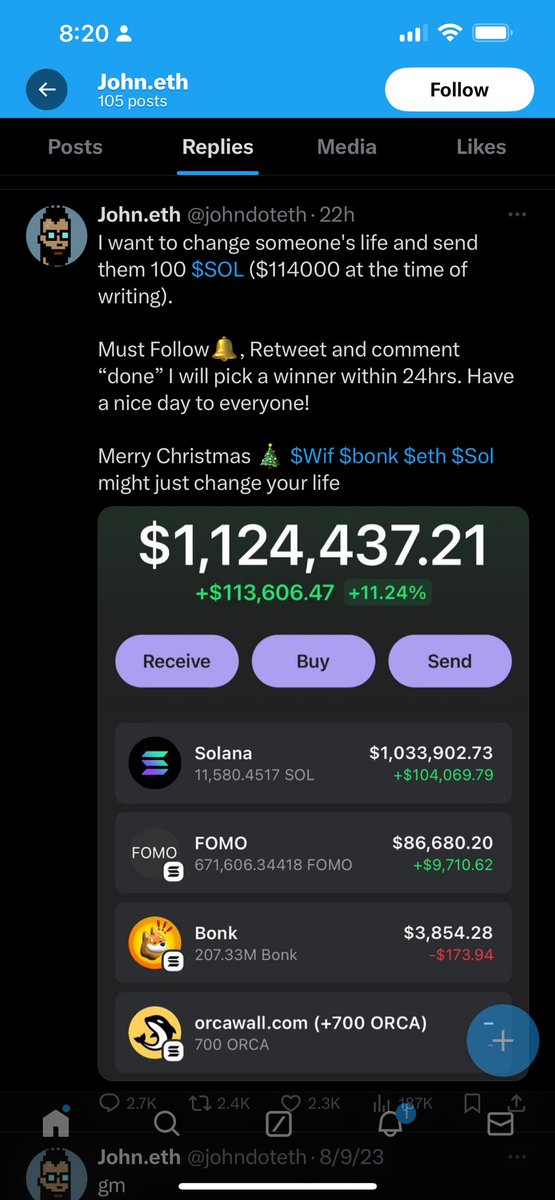 NftGoody's tweet image. As we get deeper into the bull run watch out for accounts like this 
1. Very little activity all year, only a few engagement farms
2. “I want to bless people” giveaway post for engagement 
3. Drops a token an hour later
4. The account used to be named Steve 
Do some DD before…
