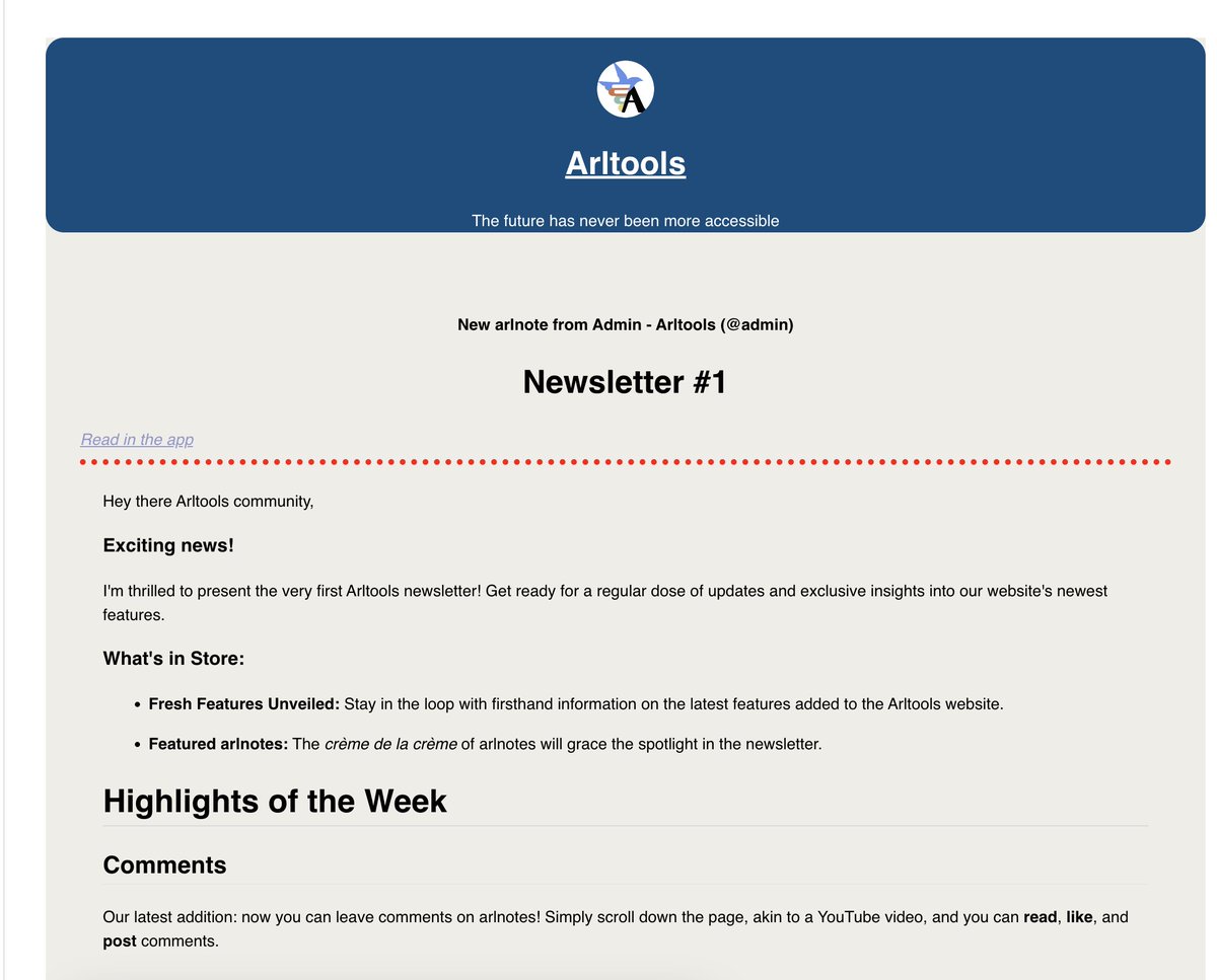 arltools's tweet image. We just sent our first newsletter mail!