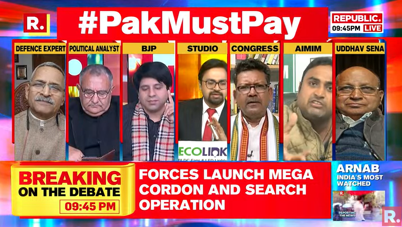 republic's tweet photo. #PakMustPay | Those who advocated for Yakub Memon are asking what is being done to pay respects to the Jawans. As far as 370 in concerned, Shiv Sena was with the BJP when it was removed. Now your INDI alliance wants to restore 370. Was Uddhav Sena wrong then?: Shehzad Poonawala, (@Shehzad_Ind), National Spokesperson, BJP
Tune in for The Debate and fire in your views with the hashtag - https://t.co/fRdesXKID9
#Poonch #Kashmir #JammuAndKashmir #Article370