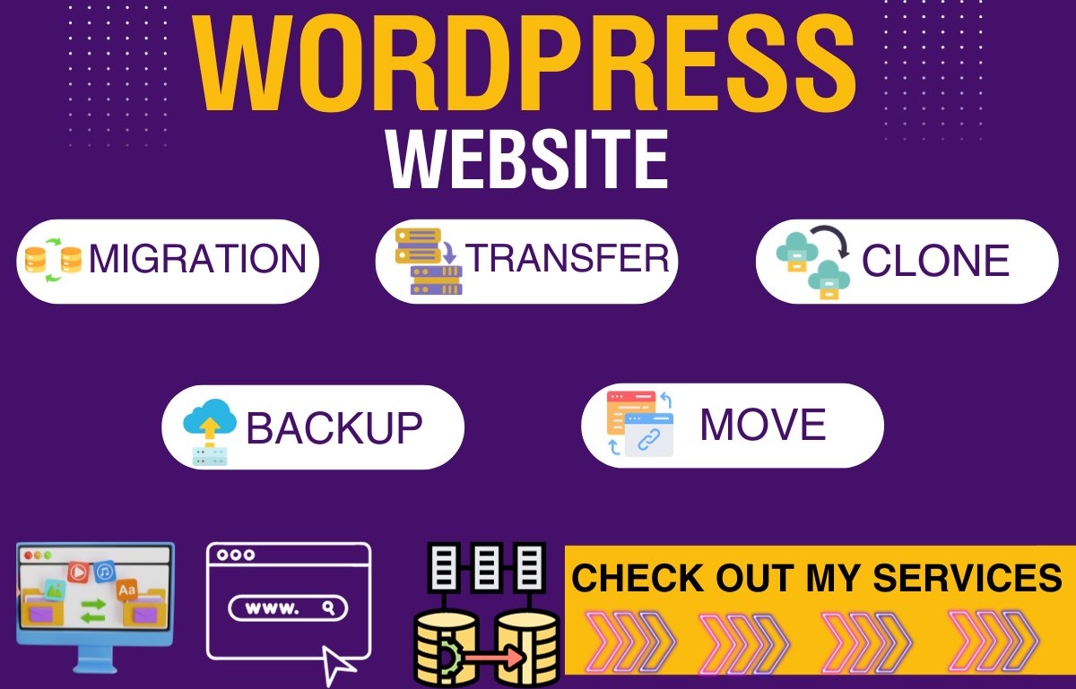I will manually migrate WordPress website or move, transfer and backup

Hire me : fiverr.com/s/KVoBlz

#twittercommunity #wordpress #wordpresstheme #twitter #twittermemes #twitterposts #twitterpost #wordpress #wordpresstheme #Bayern 
#العام_الجديد_1445