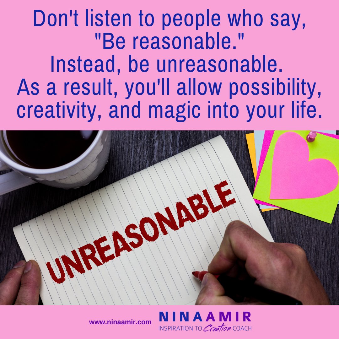 NinaAmir's tweet photo. 4 Reasons Why Being Unreasonable is Better than Being Reasonable https://t.co/5XFUD0xPqe #LawofAttraction #DeliberateCreation #consciouscreation #personaldevelopment #personalgrowth #creativevisualization #PersonalGrowthandHumanPotential https://t.co/9JZunOuR4e